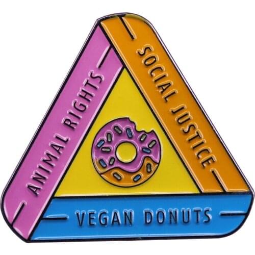 Vegan donuts badge animal rights social justice pin bright decor
