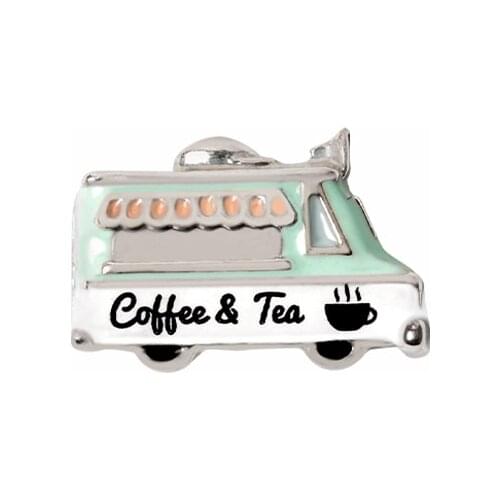 10pcs Coffee Donut Truck floating charms for Living glass locket bracelet necklace watch