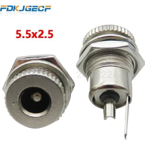100pce/LOT DC099 5.5 mm x 2.1mm DC Power Jack Socket Female Panel Mount Connector Metal DC-099 Open Hole 11MM 5.5*2.1 5.5*2.5