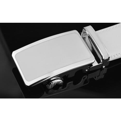 3.5cm Automatic Buckle belt men High Quality Waist Strap fashion genuine leather white Grain designer Waistband ceinture homme