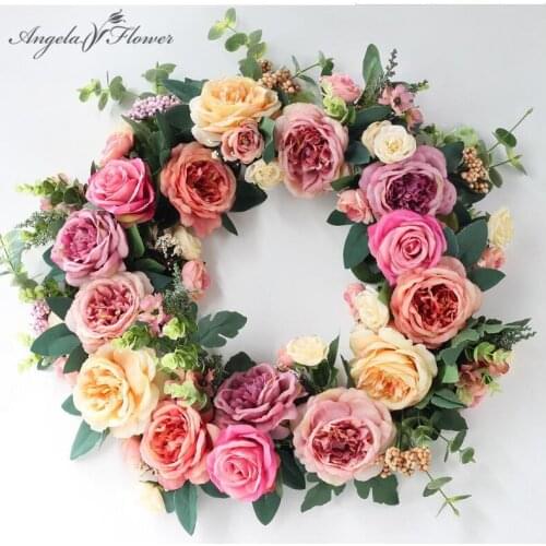 35CM Artificial rose pepny leaf wreath door threshold flower DIY wedding home party pendant wall decor Christmas garland gift