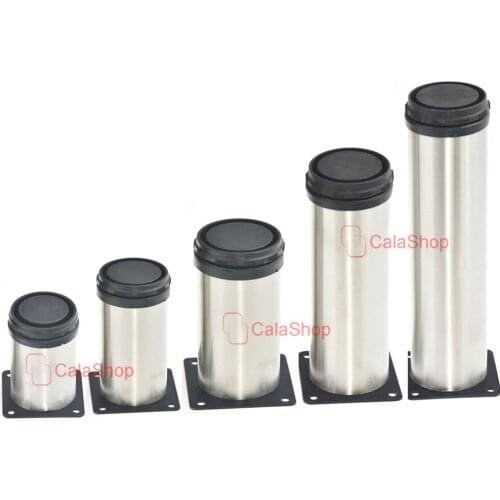 4 Pcs / Lot 80mm 100mm 120mm 150mm 200mm Furniture Cabinet Metal Legs Adjustable Stainless Steel Kitchen Table Desk Feet Screw