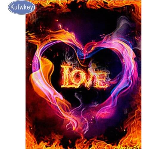 5D DIY Diamond Painting heart,fire,Love,Full diamond Embroidery Stitch Cross Rhinestone diamond Mosaic 3d Painting Home Decor