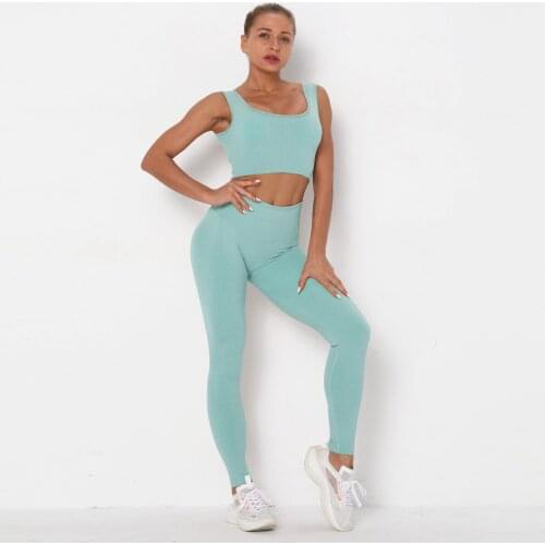 9 Color Seamless Yoga Set Fitness Sport Suit Gym Set GYM Clothing Crop Top Shirts High Waist Running Workout Leggings Sportswear