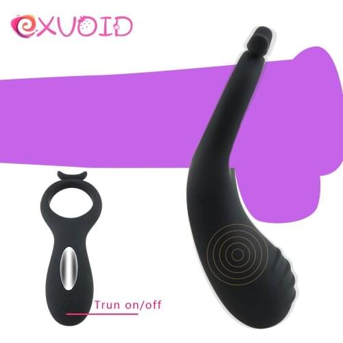 EXVOID Adult Products Penis Vibrator Ring Silicone Clitoris Stimulate Cock Vibrating Ring Sex Toys for Men Delay Ejacualtion