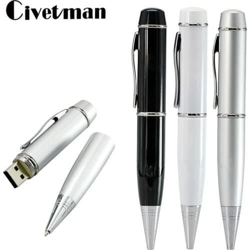 Pen Drive Metal Ballpoint Pen USB 2.0 Flash Drive 8GB 16GB 32GB 64GB 128GB Memory Stick Pen For Student Teacher 256GB Pendrive