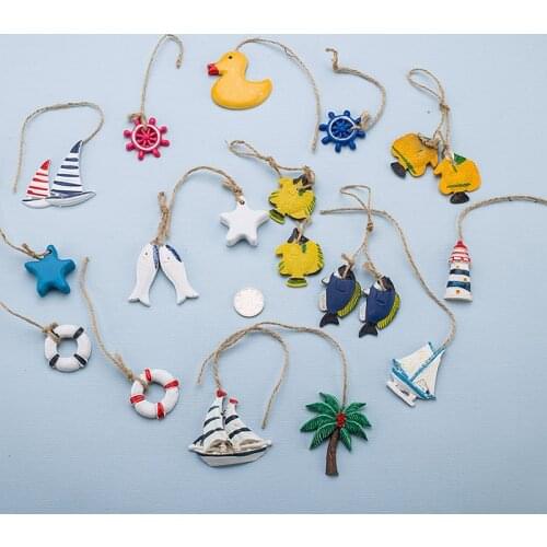 Mediterranean Style Nautical Decor Mini Anchor Fish Nets Accessories Starfish Buoy Pendant Sea Shells Marine Creative Decoration