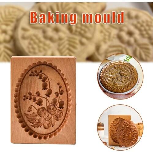 Exquisite Creative Carved Wooden Baking Cookie Mold DIY Gingerbread Cookie Cutter Mould Practical Kitchen Tools Easy Operation