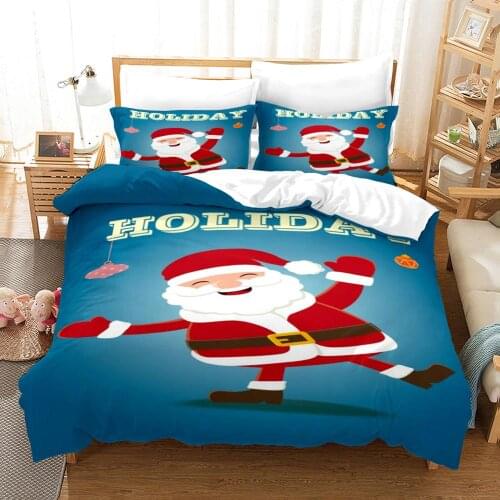 2020 Christmas Theme Cartoon Printed Bedding Sets Multiple Size 3 PCE Quilt Cover and Pillowcase No Sheets