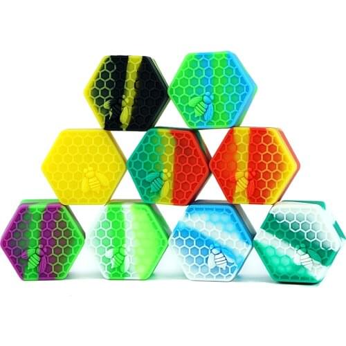 10pcs 26ml Food-grade Silicone Wax Oil Container Honey Bee Design Cream Ointment Storage Box with Lid Random Color