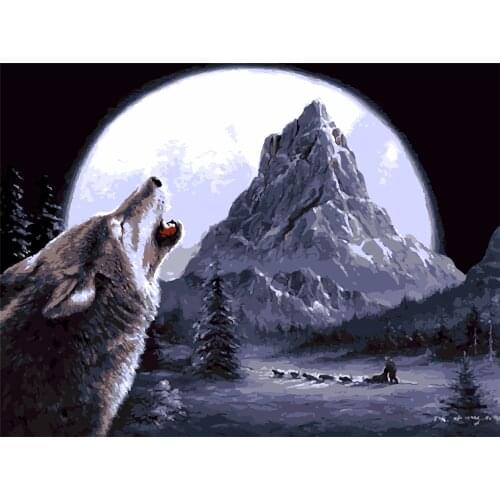 Howling Wolf Diy Pictures By Number Animal Painting By Numbers Bird Drawing On Canvas Hand Painted Paintings Parrot Kits