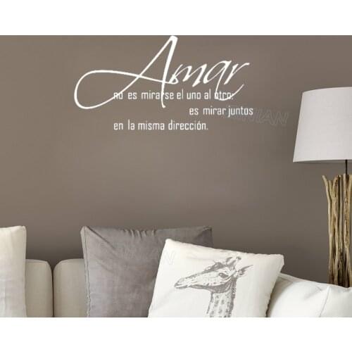 Amar Love Wall Decal Stickers Quotes Home Rule Spanish Language Art Decal Sofa Backdrop Living Room Decoration Wallpaper Z601
