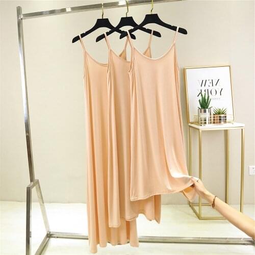 Sling sexy night dress women modal cotton nightwear long dress large size ladies nightgown bottoming dress female nightshirt