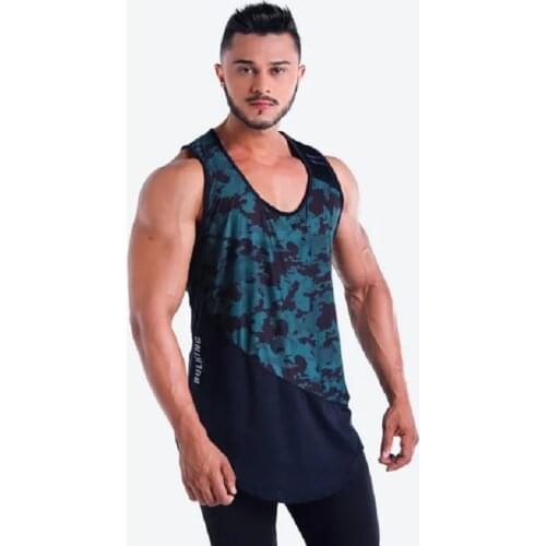 New Fitness Camouflage Vest Mens Breathable and Quick-drying Fitness Clothes Mens Casual Outdoor Sports Bodybuilding I-shirt