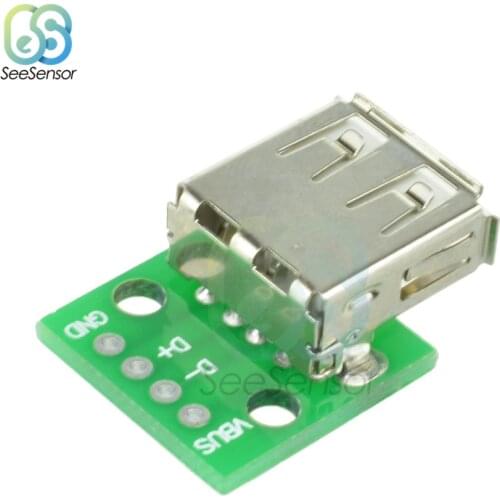 5Pcs Type A Female USB To DIP 2.54MM PCB Board Adapter Converter Connector For Arduino