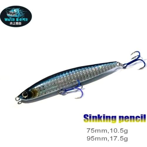 WATER SNIPER Free Shipping 10.5g/17.5g Sinking Pencil Fishing Lure Artificial Hard Bait With Treble Hooks Long Casting Pike Bass