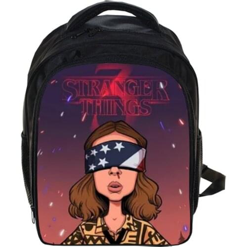 13 Inch Stranger Things Backpack Cartoon Kindergarten Backpacks Boys Girls Children School Bags Kids Book Bag Gift