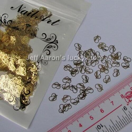 Heart Shape gold nail art decorations design 3d metal metallic nail stickers drop shipping