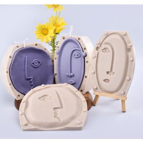 Face Shape Silicone Candle Mold Art Geometric Plaster Crafts 3D Stereo Aroma Fondant Creative Soft DIY Handmade Tool Home Decor