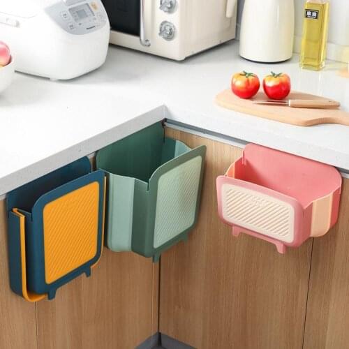 Foldable Kitchen Cabinet Hanging Trash Can Trash Bin Folding Garbage Storage Box Garbage Waste Cans Rubbish Container