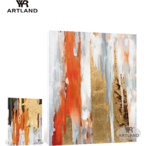 Modern abstract acrylic painting gold foil picture for wall decoration Handmade oil painting on canvas for living room Entrance