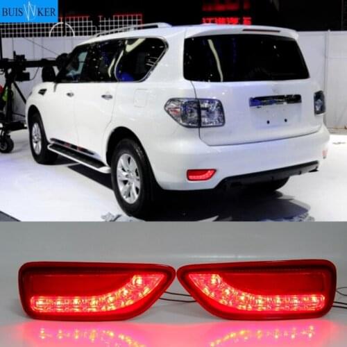 LED Dynamic Turn Signal For Nissan Patrol Y62 2014-2019 Multi-function Rear Fog Lamp Bumper Light Auto Brake Light Reflector 2PC