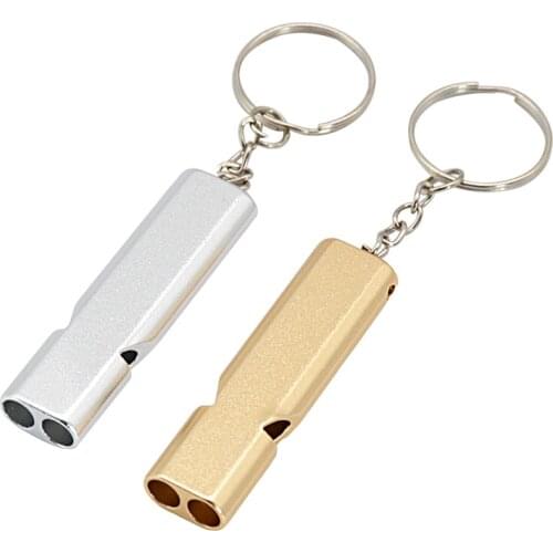 Outdoor Survial Whistle Double Pipe Safe Survival Emergency Key Chain Cheerleading Tools Hiking Climping Multifunction Tools