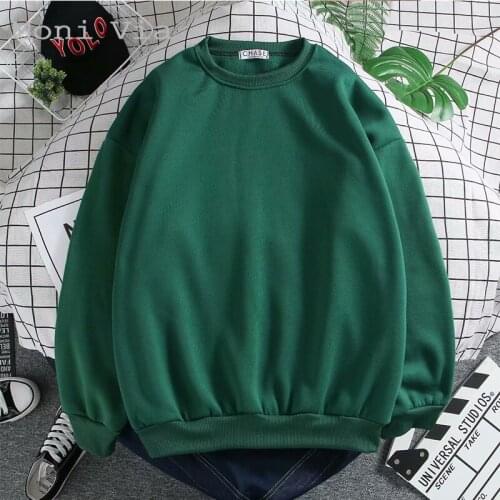 Winter Thickening Men Women Basic Hoodies Loose Solid Color Lovers Couples Long Sleeve Streetwear Fashion Pullover Mens Blouse