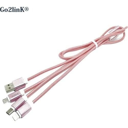 Go2linK 3 In 1 Type C Micro Port USB SYNC Cable Original 120cm 5V 2.1A Fast Charging Cable For xiaomi mi mi5 6 redmi 3 m