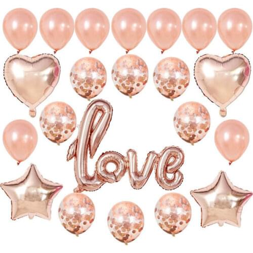 I Lou You Foil Balloons,23 Pcs Rose Gold Balloon Set for Valentines Day Propose Wedding Decorations Party Supplies