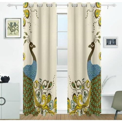 Peacock Curtains Drapes Panels Darkening Blackout Grommet Room Divider for Patio Window Sliding Glass Door 55x84 Inches