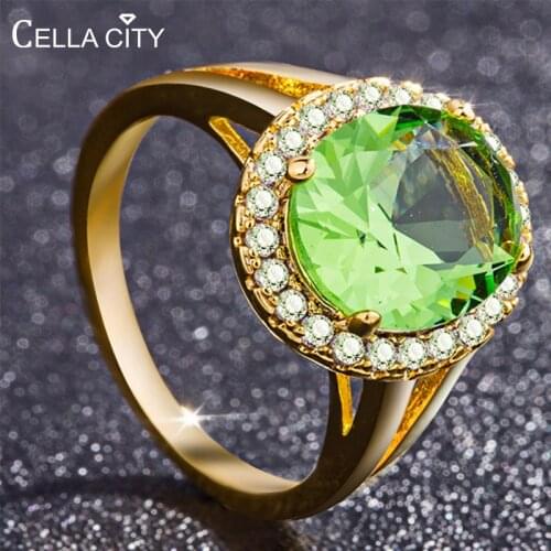 Cellacity 925 Sterling Silver Rings For Women With Round Emerald Gemstones Women Fine Jewelry Party Wholesale Gift Size 6-10