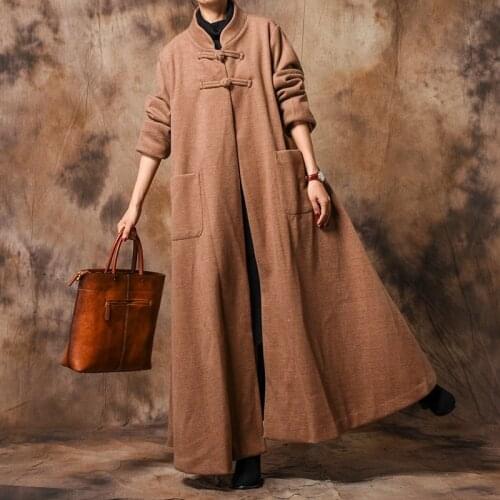 Woman coats winter 2018 Chinese style Women blend coat female ladies warm long coats woman winter 2018 trenchcoat AA4352