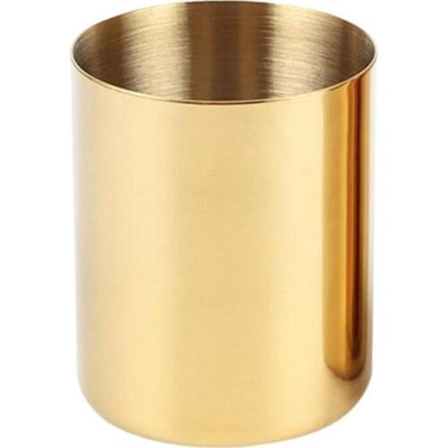Gold Flower Vase Pen Holder Desktop Storage Container for House Office - Cylinder