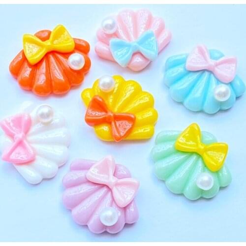 10Pcs Cute Mixed Mini Simulated Pearl Shell Flat Back Resin Cabochons Scrapbooking DIY Jewelry Craft Decoration Accessories L74