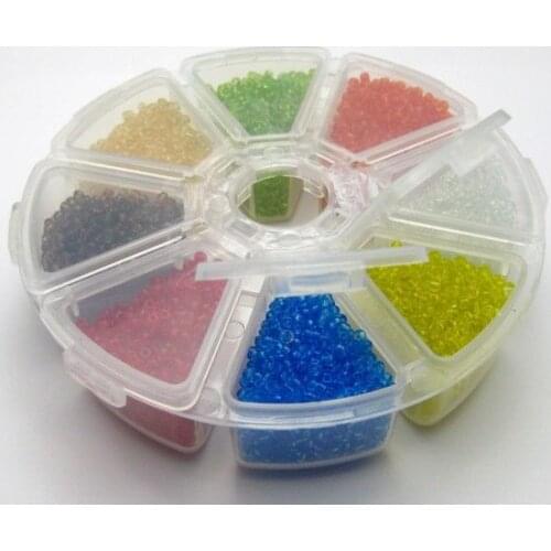 100 gram (6000pcs) Transparent Glass Seed Beads 2mm (10/0)+Storage Box