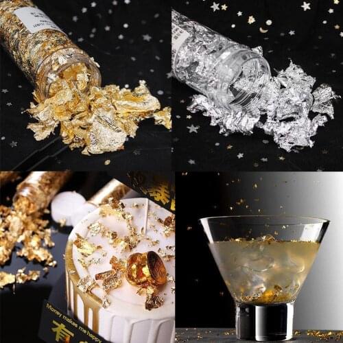 2g Edible Gold Leaf Foil Cooking Drink Food Dessert Ice Decoration Dining Gilding Cream Safety Cake W2D6