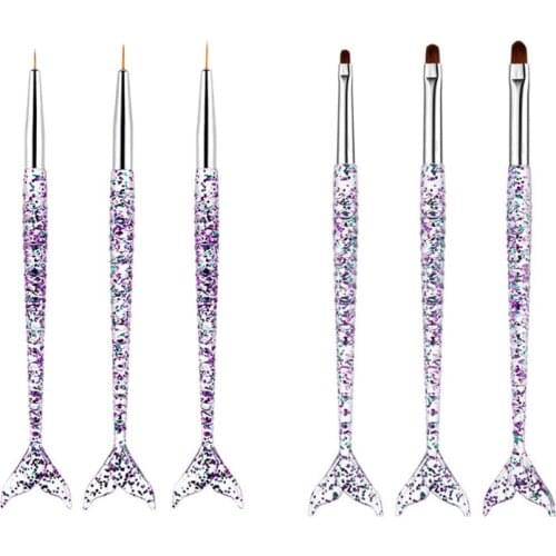 3PCS Acrylic Nail Brushes Nails Liner Painting Brush Art Design UV Gel Drawing
