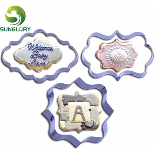 European Style 3PCS Stainless Steel Photo Frame Cookie Cutter Picture Frame Cookie Mold Mousse Ring Fondant Baking Biscuit Mould