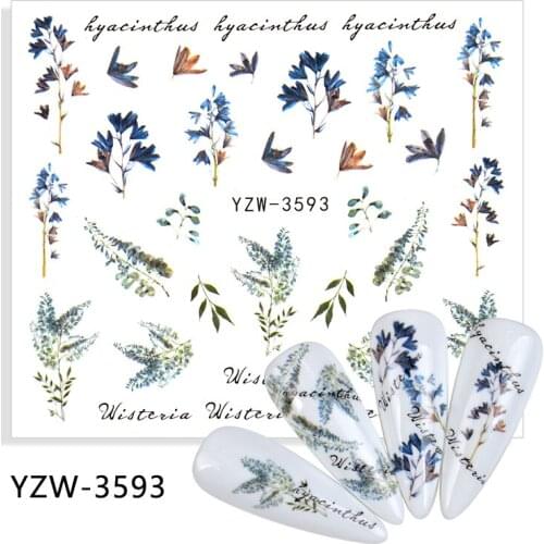 YZWLE 4PCS/LOTBright Flower Series Nail Art Stickers Water Decals Sliders Foil Autumn Design For Nail Manicure