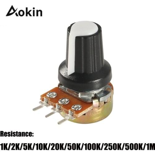 5pcs WH148 B1K B2K B5K B10K B20K B50K B100K B500K 3Pin 15mm Shaft Amplifier Dual Stereo Potentiometer 1K 2K 5K 10K 50K 100K 500K
