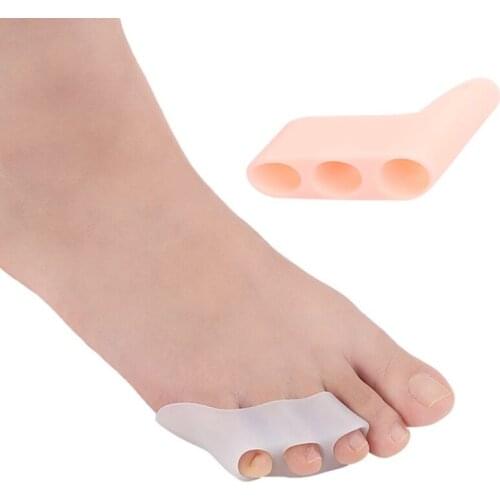 500pair/lot Silicone Toe Separator Foot 3 Holes Little Toe Varus Foot Care Toe Separator Orthopedic Pedicure Tools