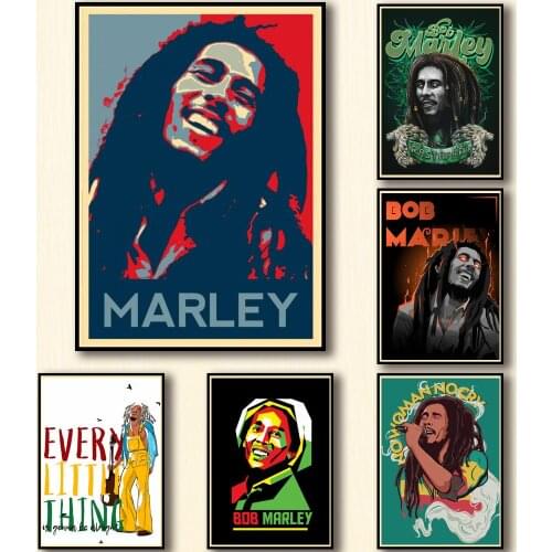 51 Designs Bob Marley Whitepaper Poster Alternative Abstract Art Painting Funny Wall Sticker for Coffee House Bar