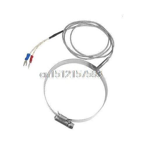 89mm Pipe Clamp Hoop 1 Meters Braided Wire 0-400C K Type Thermocouple Sensor