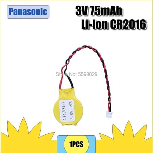 Panasonic Battery CR2016 2016 Button Battery with Wire and Plug CMOS 3V BIOS Battery