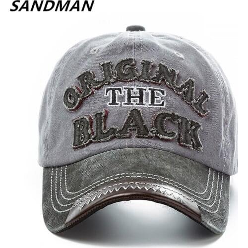 SANDMAN Wash Cotton Original Black Baseball Cap Snapback Hat For Men Women Gorras Casual Casquette Embroidery Dad Hat
