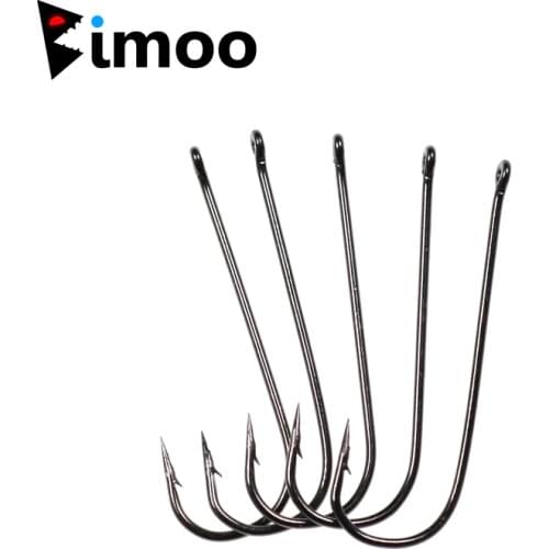 Bimoo 500PCS Aberdeen Long Shank Fish Hook Saltwater Fresh Water Hooks Sabiki Rig Streamer Fly Hook Size 10 4 2 2/0 Wholesale