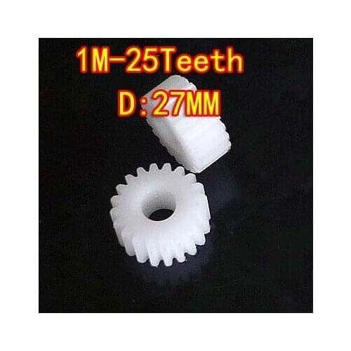 D:27MM 1M-25Tooth plastic POM flat straight spur gear transmission Motor Gear --Hole D:5MM