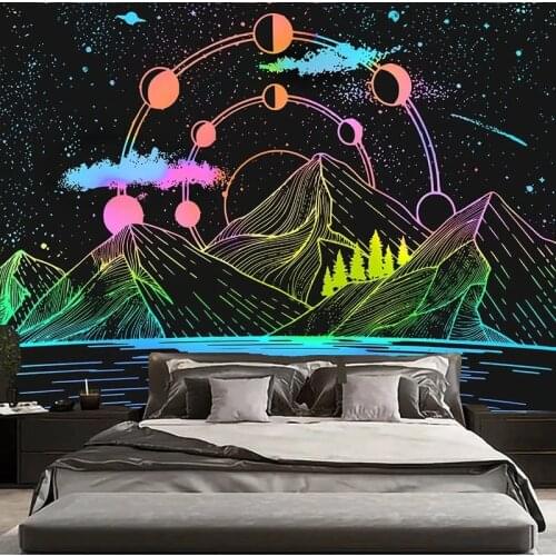 Witchcraft Tapestry Mountain Tapestries Moon Wall Hangings Boho Home Decor Macrame Wall Hanging Boho Decoration Hanging