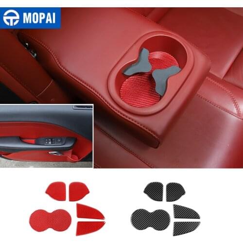 JIDIXAN Carbon Fiber Car Interior Door Groove Pad Cup Mat Panel Decor Cover Sickers for Dodge Challenger 2015-2020 Accessories